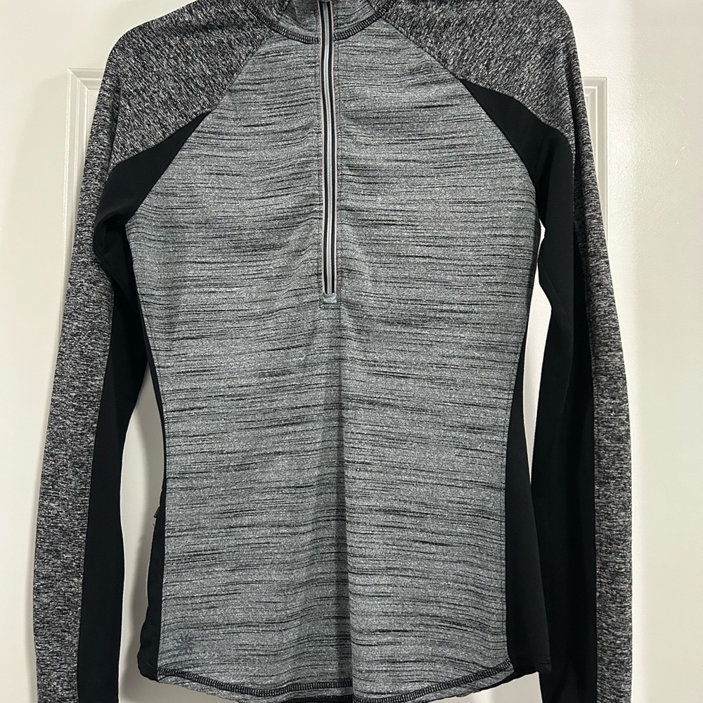 Athleta Gray and Black Women's Quarter-Zip Pullover-X-Small